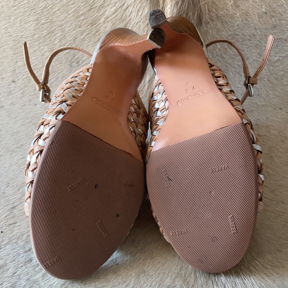 Coach “Leela” 7 1/2 Leather Basketweave Stiletto High Heel Shoes - Picture 9 of 11